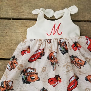 Lightning McQueen dress, cars inspired dress girls monogrammed mater dress, birthday, personalized, Disney vacation outfit, gift