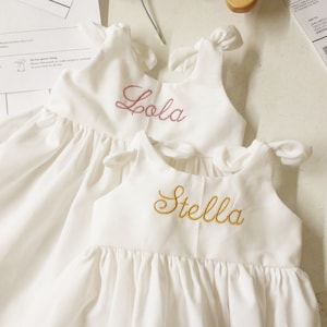 Personalized baby girls dress - dress for newborn photos - coming home outfit - baby shower gift with name - first birthday dress