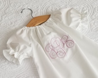 Coming Home Outfit, monogrammed baby gown, white cotton dress, keepsake take home dress, baby shower gift, simple baby girl