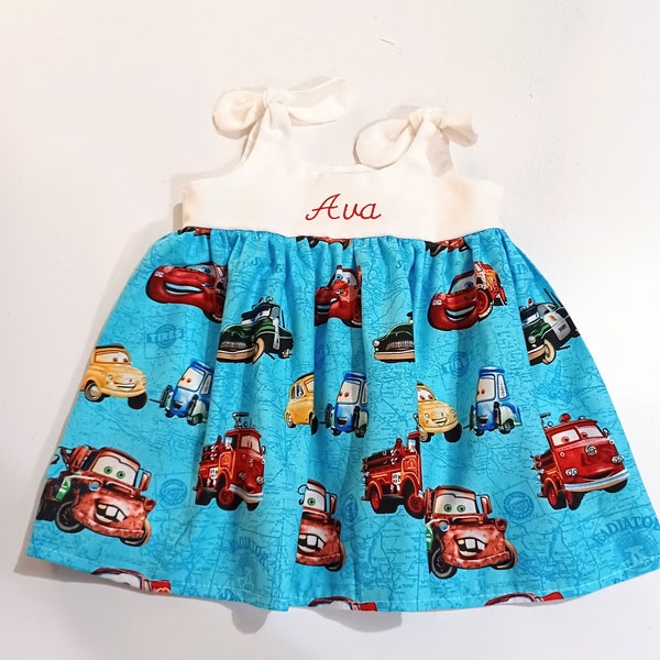 Lightning McQueen dress, cars inspired dress girls monogrammed mater dress, birthday, personalized, Disney vacation outfit, gift