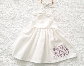 Baby girls white dress, monogrammed white dress, coming home, take home outfit, shower gift, keepsake dress, easter dress