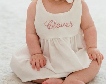 Monogrammed Baby Dress - Personalized baby gift with name - boho baby - keepsake gift - Easter Dress