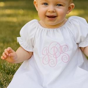 Coming Home Outfit, monogrammed baby gown, white cotton dress, keepsake take home dress, baby shower gift, simple, Easter baby girl