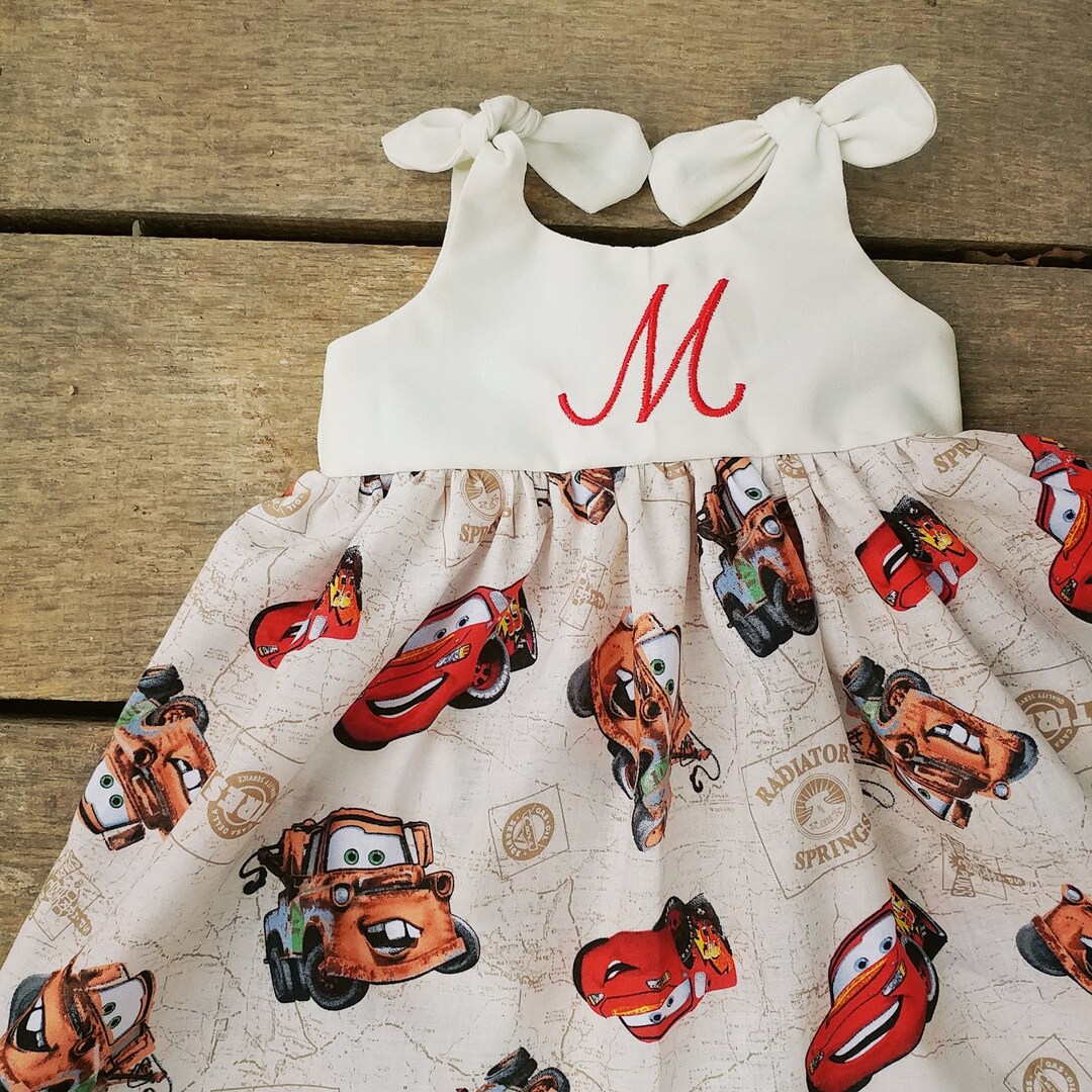 Lightning Mcqueen Dress, Cars Inspired Dress Girls Monogrammed Mater
