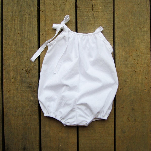 Summer Baby White Bubble Romper sizes newborn, 1-3 months, 6 months, 12 months, 18 months, coming home outfit