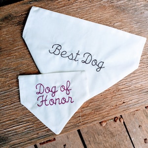 Wedding Dog Bandana, Dog of Honor, Flower Dog, Dog Ring Bearer, Best Dog, Dog Wedding Accessory, Slide On Bandana, Dog Scarf, Dog Wedding image 4