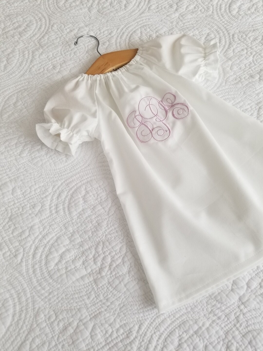 Coming Home Outfit, Monogrammed Baby Gown, White Cotton Dress, Keepsake