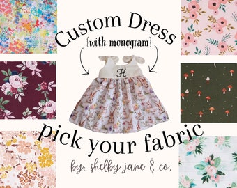 Custom Baby Girls Dress with monogram - birthday dress - baby shower gift - personalized baby clothes - toddler - easter outfit - floral