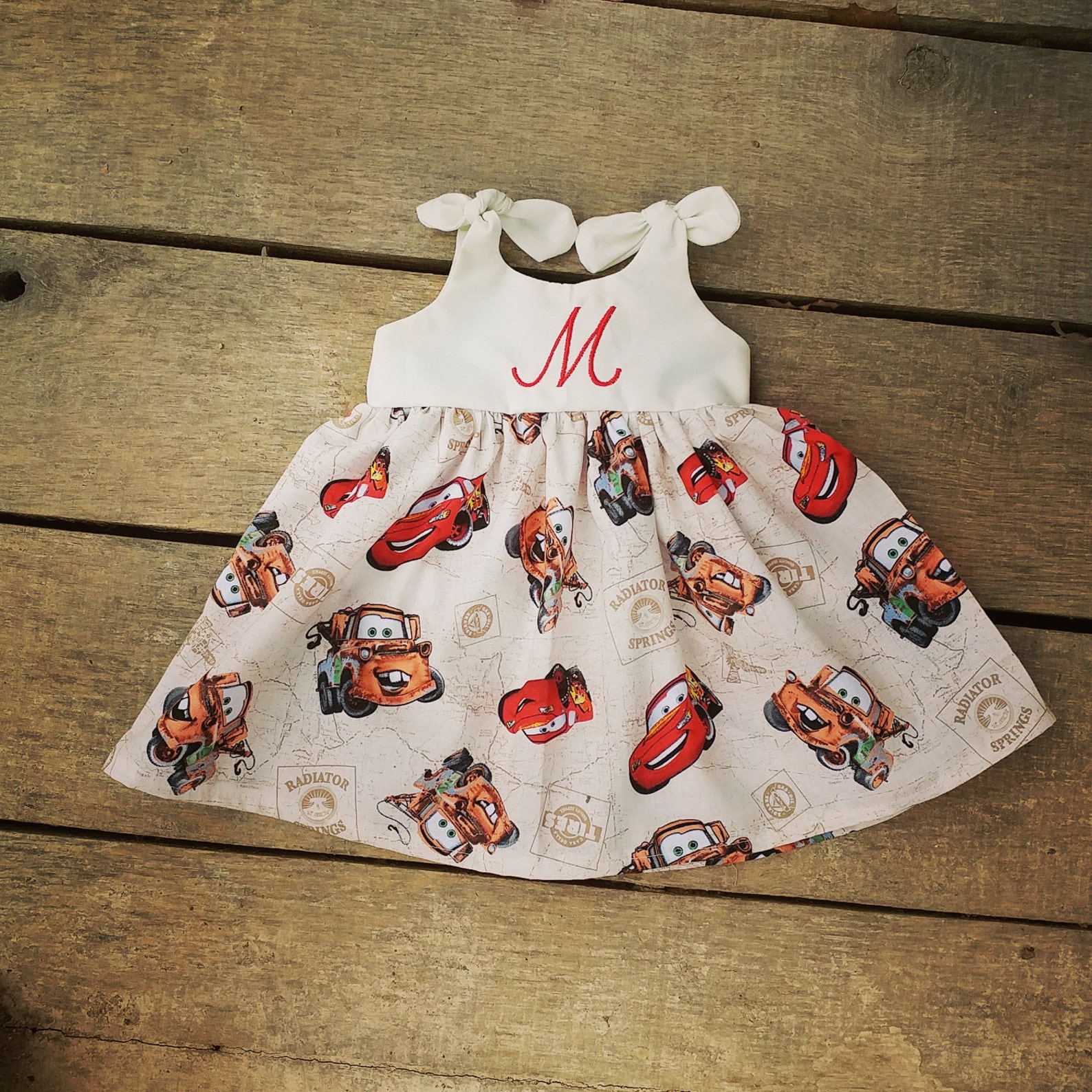 Lightning Mcqueen Dress Cars Inspired Dress Girls Monogrammed Etsy