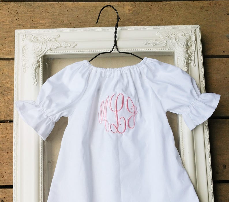 Monogrammed coming home outfit - white baby girls dress - long sleeve - girls baby announcement gift 