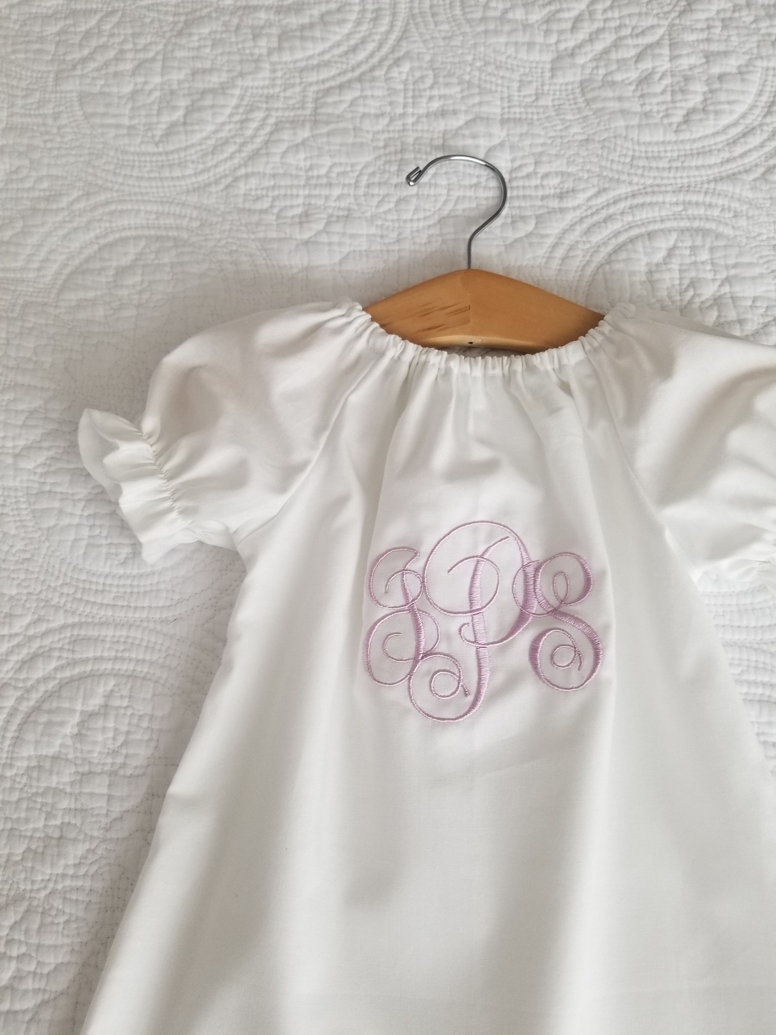 Coming Home Outfit, Monogrammed Baby Gown, White Cotton Dress, Keepsake