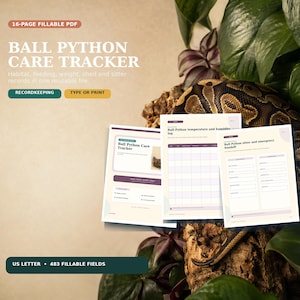 Ball Python Care Tracker, Fillable Feeding and Shed Log