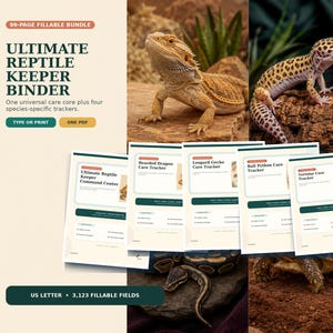 Reptile Care Planner Bundle for Gecko, Python, Tortoise and Beardie