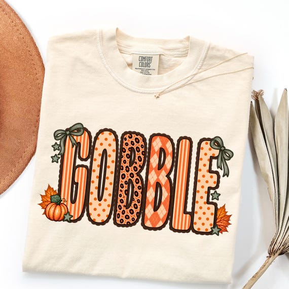 Thanksgiving Gobble Shirt, Comfort Colors Fall Tee, Leopard Gobble Graphic Shirt, Cute Turkey Day Shirt, Coquette Fall Shirt for Women