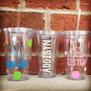 Big Sister Tumbler, Big Sister Cup, Big Sister Gift, Big Brother Tumbler, Big Brother Cup, Big Brother Gift, Gender Reveal Gift