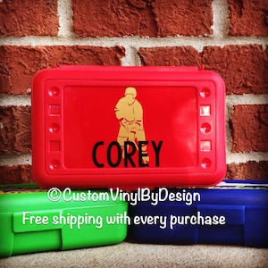 Personalized Pencil Box, Hockey, Hockey Player, Personalized Crayon Box, Kids Pencil Case, Plastic School Box, Plastic Pencil Box