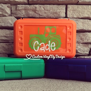 Personalized Pencil Box | School Supplies | Plastic School Box | Crayon Box | Plastic Pencil Box | Boy Pencil Box | Tractor Pencil Box |