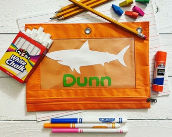 Personalized Shark Pencil Pouch · Personalized Pencil Case · Binder Pencil Pouch · School Supplies · Back to School