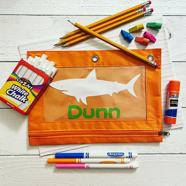 Personalized Shark Pencil Pouch · Personalized Pencil Case · Binder Pencil Pouch · School Supplies · Back to School