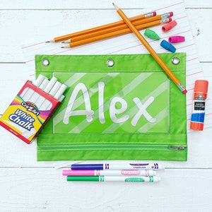 Personalized Pencil Pouch: Striped Binder Pencil Case, School Supplies