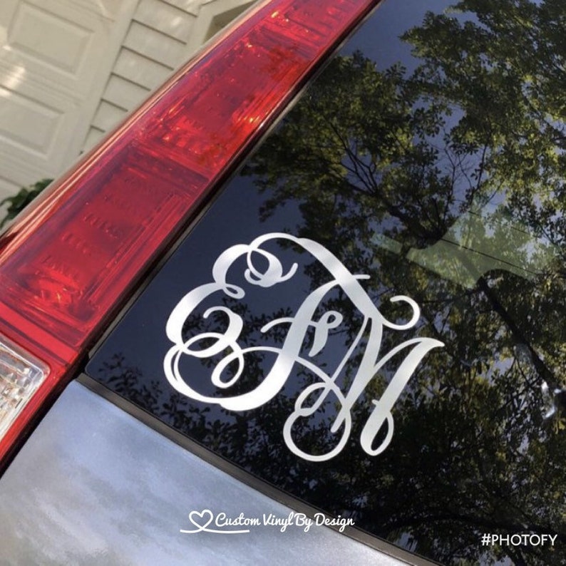 Monogram Car Decal Monogram Car Sticker Monogram Truck Etsy