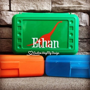 Personalized Pencil Box | School Supplies | Plastic School Box | Crayon Box | Plastic Pencil Box | Kids Pencil Box | Dinosaur Pencil Box