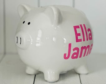 Personalized Piggy Bank • Kids Ceramic Name Bank • Birthday or Christmas Gift for Children