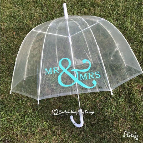 Mr and Mrs Umbrella - Wedding Umbrella - Rain Umbrella - Clear Umbrella - Bubble Umbrella - Engagement Photo Prop