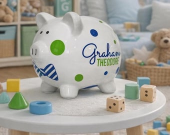 Personalized Piggy Bank  Boys and Girls · Baptism or Birthday Gift for Kids