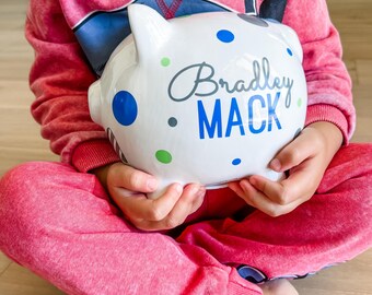 Personalized Piggy Bank for Baby Boy or Girl • Custom Name Coin Bank • First Birthday Gift •  Baby Shower Keepsake • Nursery Decor