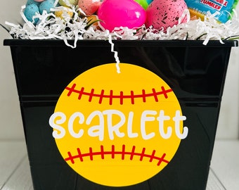 Personalized Easter Basket • Personalized Easter Bucket • Easter Basket Softball • Easter Bucket Girl • Easter Bucket