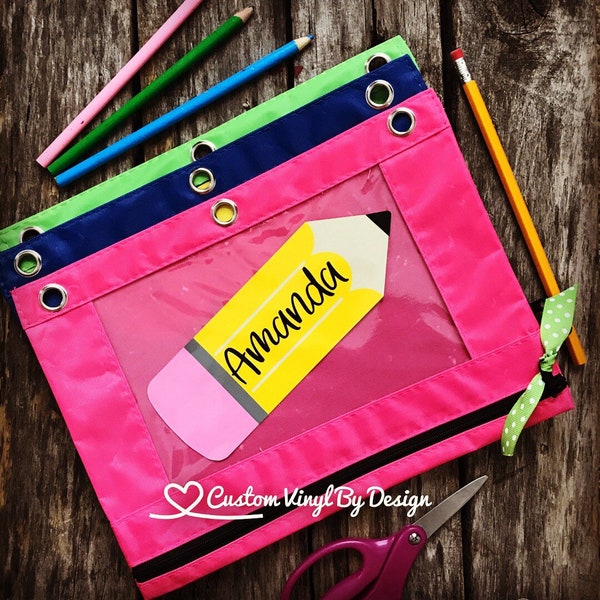Personalized Pencil Pouch, Personalized Pencil Case, Binder Pencil Pouch, Monogram Pencil Pouch, School Supplies, Back to School, Ships Free