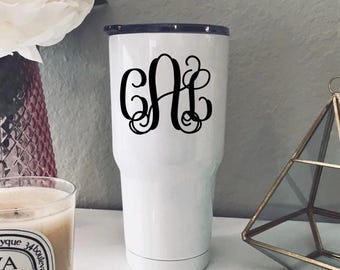 Personalized Monogram Tumbler Decal: Custom Vinyl Sticker