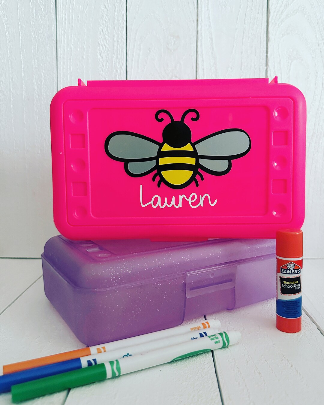 Personalized Pencil Box School Supplies Plastic School Box Crayon