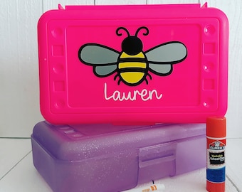 Personalized Pencil Box · School Supplies | Plastic School Box | Crayon Box | Plastic Pencil Box | Kids Supply Box | Girls Pencil Box