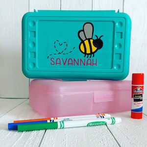 Personalized Pencil Box · School Supplies | Plastic School Box | Crayon Box | Plastic Pencil Box | Kids Supply Box | Girls Pencil Box