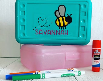 Personalized Pencil Box · School Supplies | Plastic School Box | Crayon Box | Plastic Pencil Box | Kids Supply Box | Girls Pencil Box
