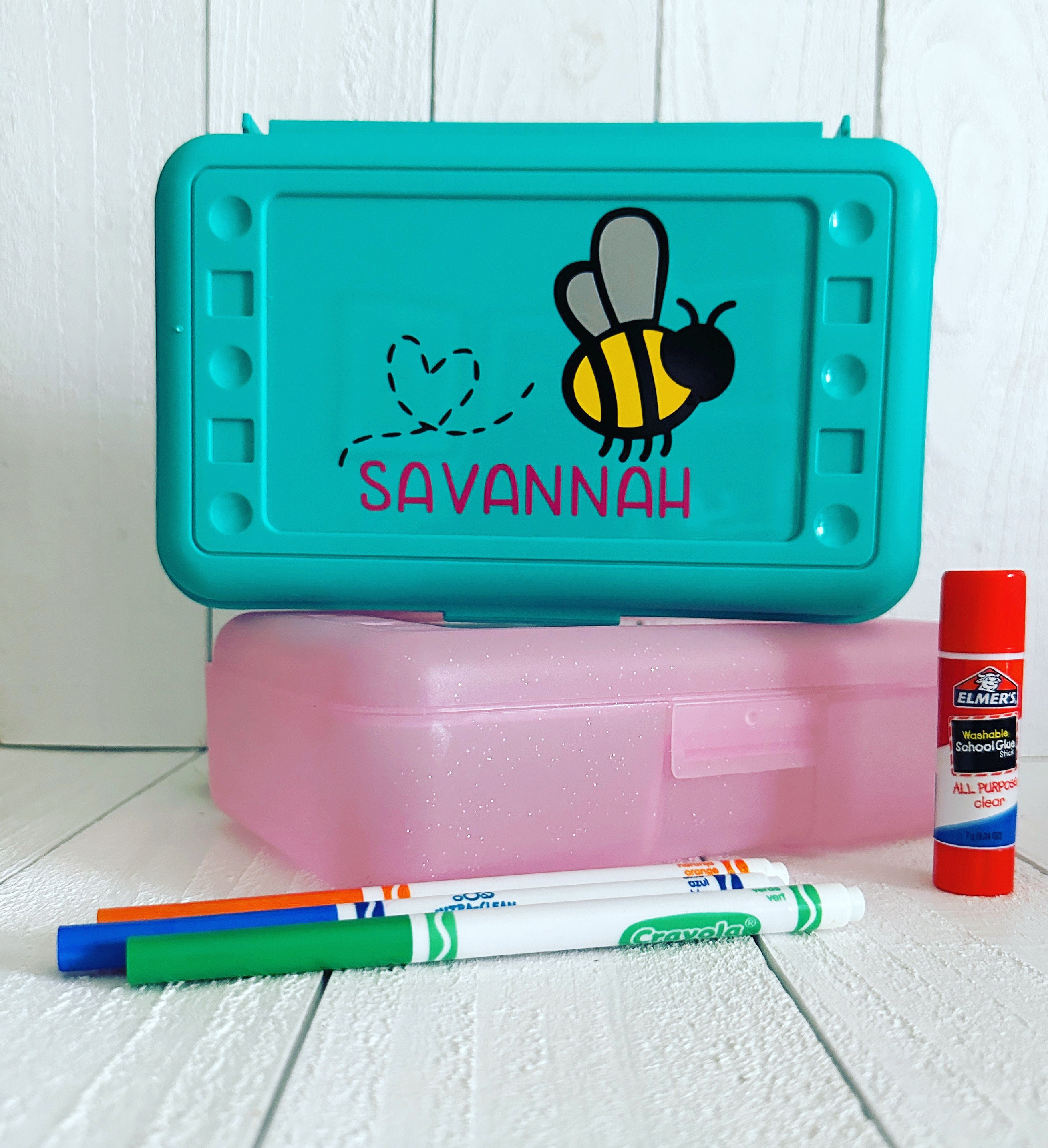 Personalized Pencil Box School Supplies Plastic School Box Crayon Box Plastic  Pencil Box Kids Supply Box Girls Pencil Box 