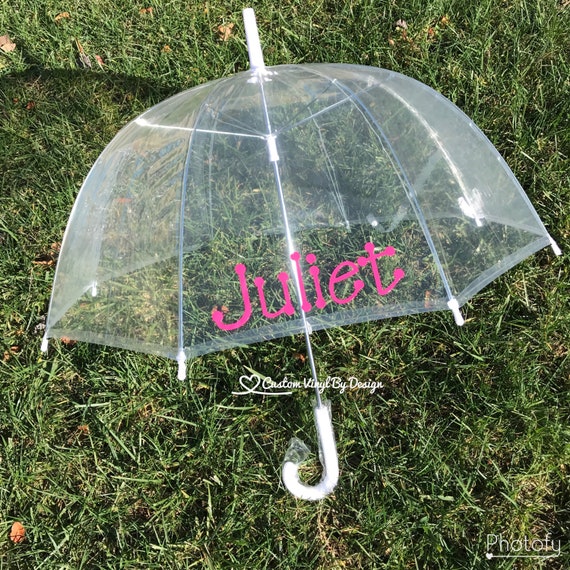 Girls Clear Bubble Dome PVC Umbrella Rain Transparent Kids School & Outdoor 