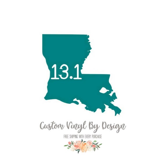 State Outline Marathon Decal: 13.1, 26.2, 5k Running Sticker