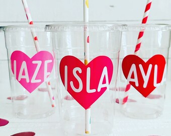 Kids Valentines Cups • Personalized Valentine Day Cup for Kids · Valentines Cup · Valentines Day Party Favor · Kids Valentine Gift ·