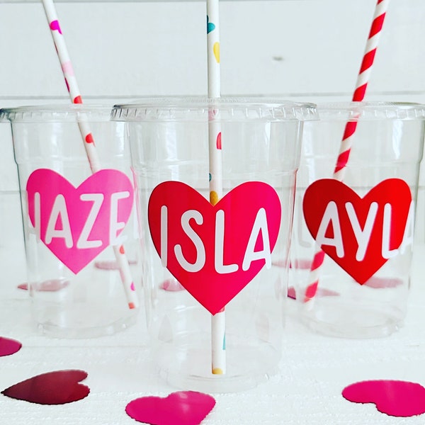 Kids Valentines Cups • Personalized Valentine Day Cup for Kids · Valentines Cup · Valentines Day Party Favor · Kids Valentine Gift ·