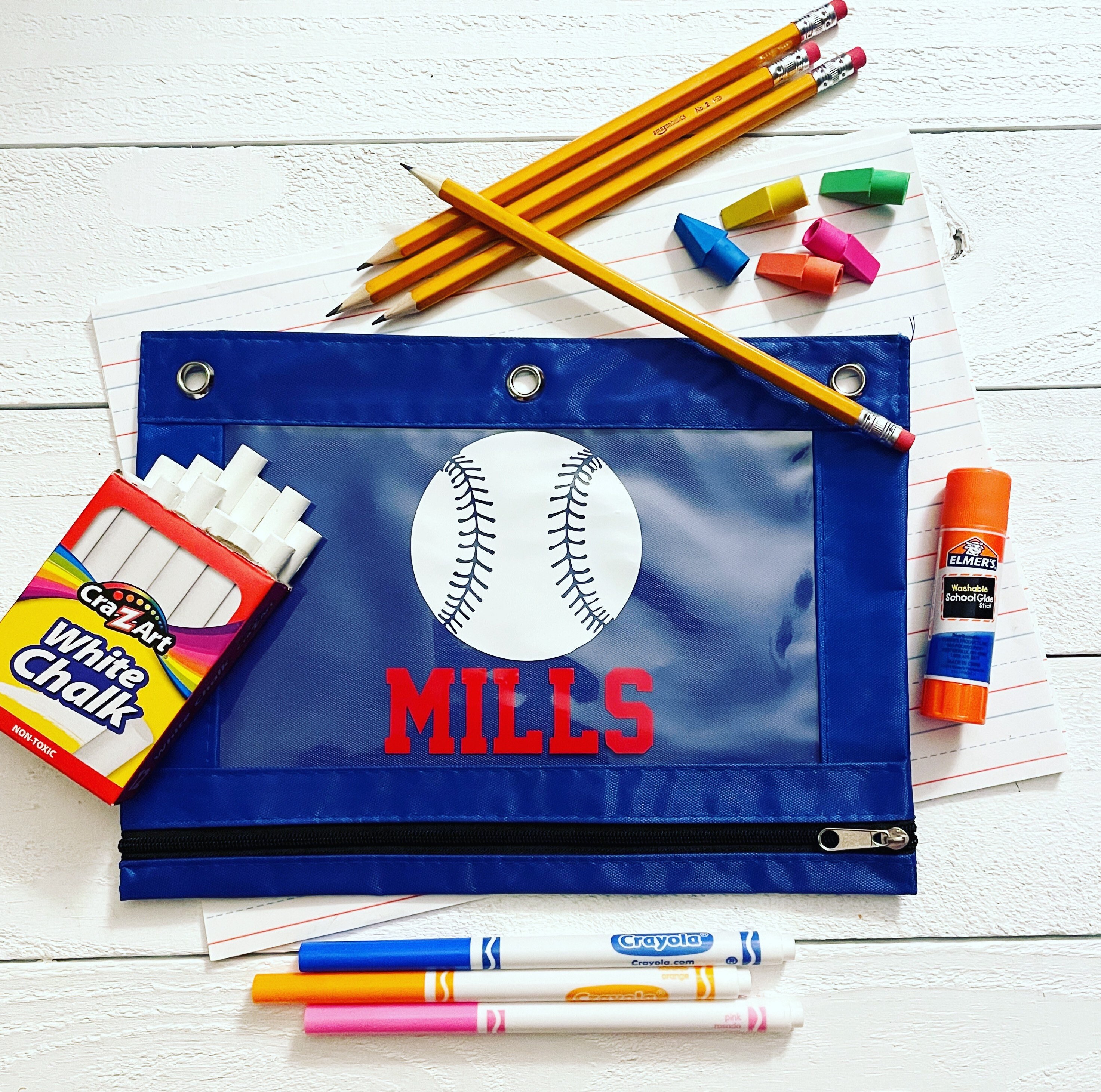 Personalized Baseball Pencil Pouch · Personalized Pencil Case · Binder Pencil Pouch · School Supplies · Back to School Supplies