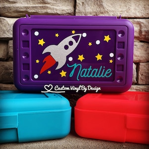 Personalized Pencil Box · School Supplies | Plastic School Box | Crayon Box | Plastic Pencil Box | Kids Supply Box | Rocket Ship