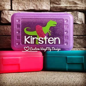 Personalized Pencil Box | School Supplies | Plastic School Box | Crayon Box | Plastic Pencil Box | Kids Pencil Box | Dinosaur  Pencil Box
