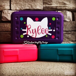 Personalized Pencil Box | School Supplies | Plastic School Box | Crayon Box | Plastic Pencil Box | Kids Pencil Box | Kitten Pencil Box