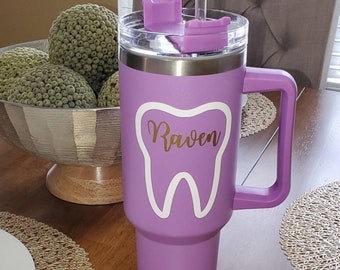 Personalized Dental Assistant Decal: Monogram Tooth Tumbler Gift
