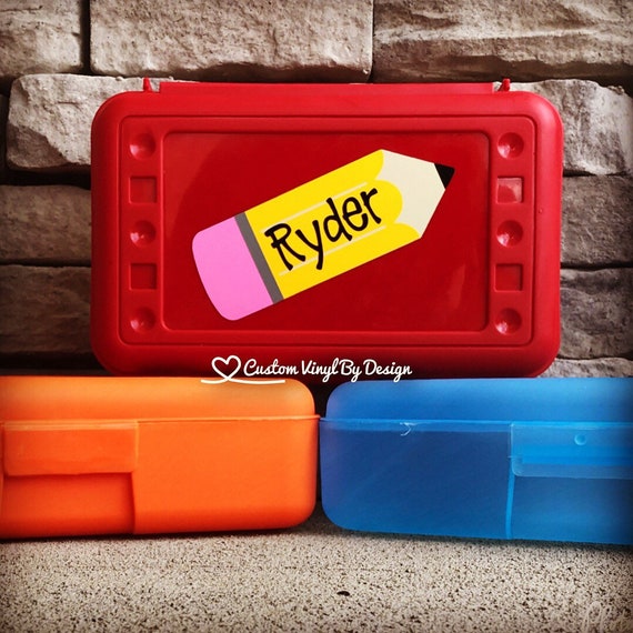 Personalized Pencil Box . School Supplies. Plastic School Box. Crayon Box.  Plastic Pencil Box. Kids Supply Box. Back to school ideas.