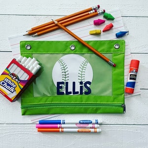 Personalized Baseball Pencil Pouch · Personalized Pencil Case · Binder Pencil Pouch · School Supplies · Back to School Supplies