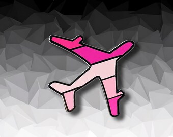 Pink Airplane Pin 1 inch